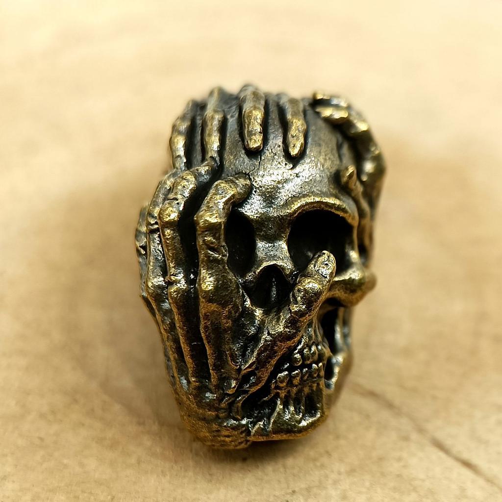 Outdoors Tool Brass Three Handed Skull Knife Beads Lanyard Pendant Backpack Bracelet Necklace Keychain DIY Accessories