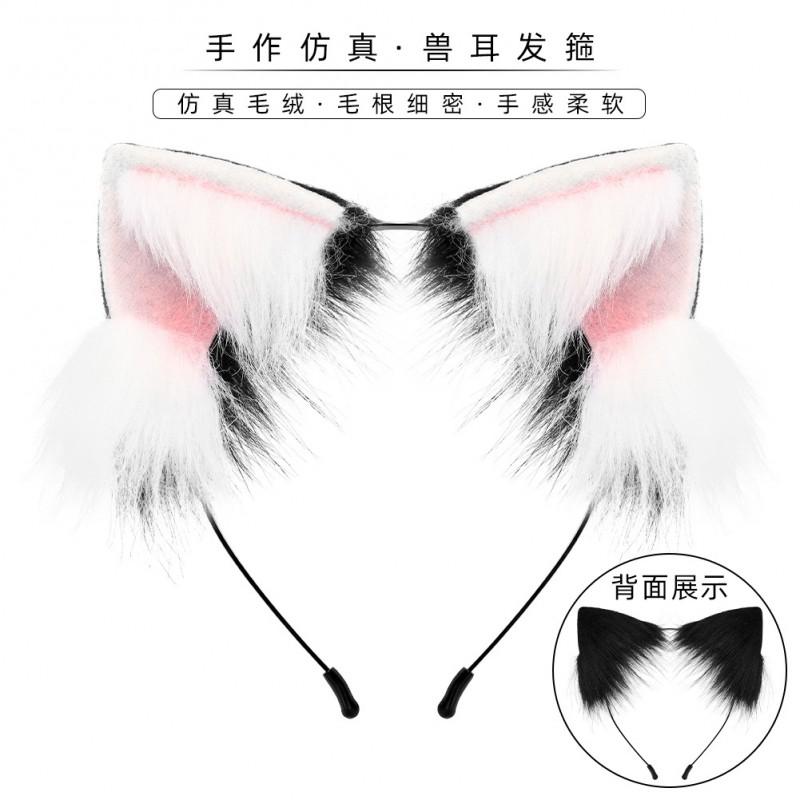 Handmade Plush Cat Fox Ear Headband Cosplay Lolita Kawaii Costume Accessory In Cotton Fabric
