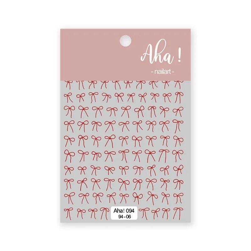1Pc Bowknot Ribbon Nail Sticker French Bow Decals Self Adhesive Manicure Decorations DIY Cute Nail Accessories