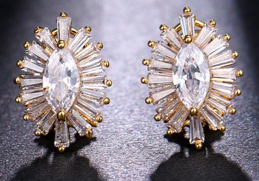 Emmaya Stud Zircon Sun Flower Stud Earrings Cubic Zirconia and Rose Gold For Women Luxury Party Gifts