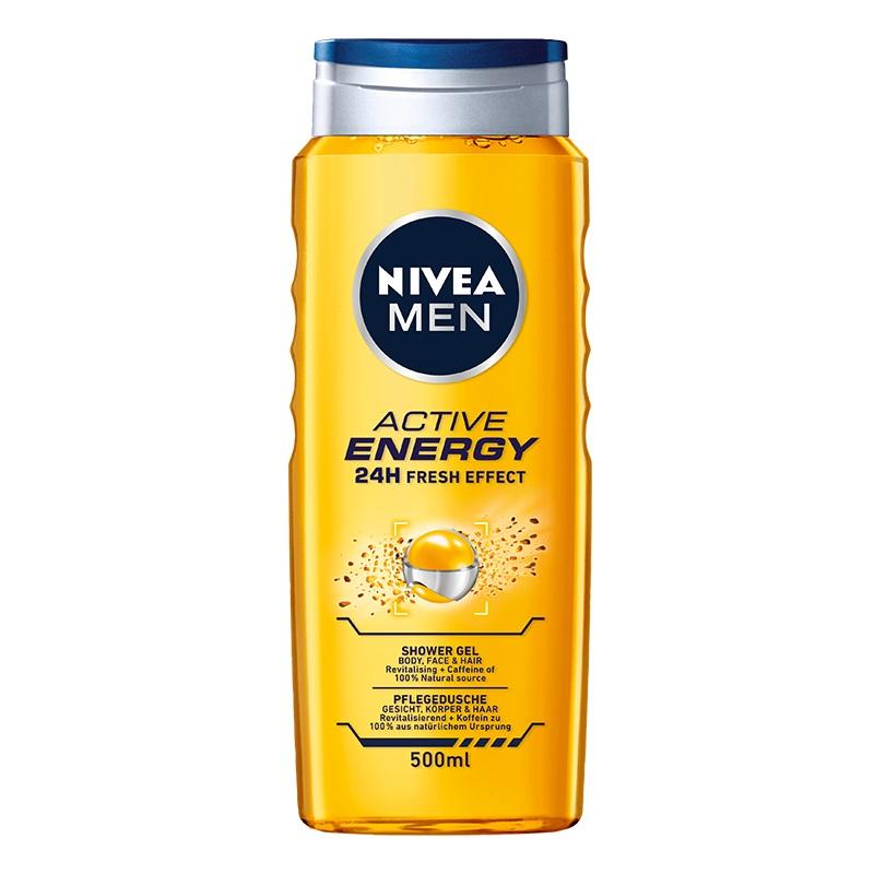 Гель для душа Nivea Men Active Energy 500 мл - тонизирующее и освежающее очищающее средство для кожи