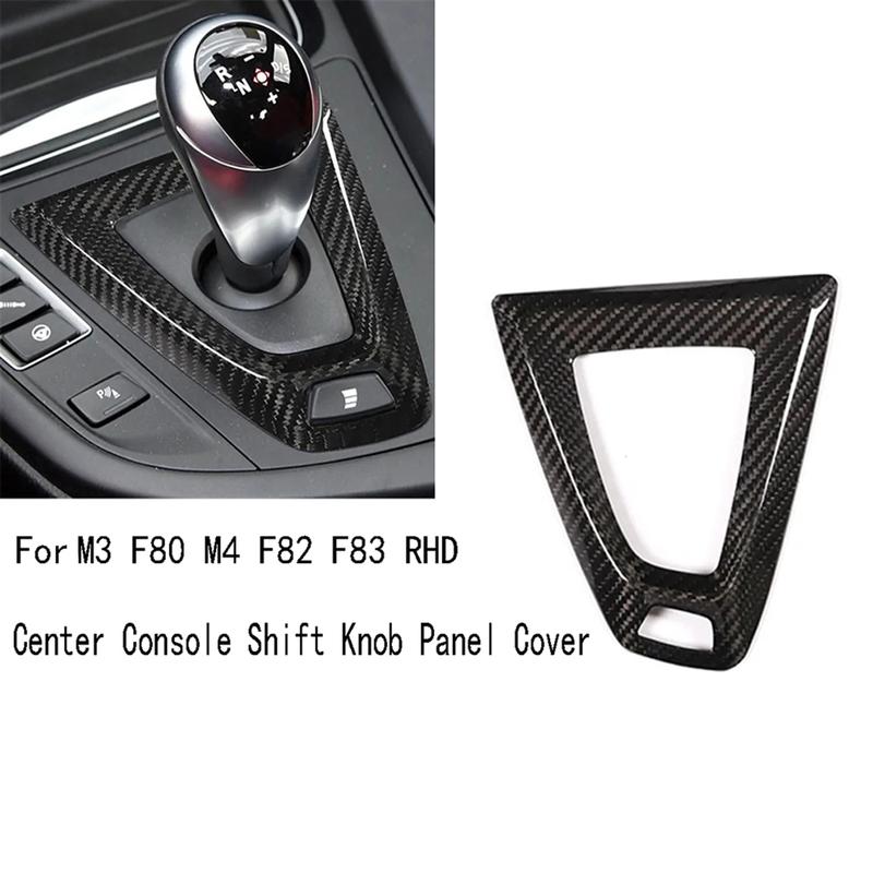 A87Q-Carbon Fiber Car Center Console Shift Knob Panel Cover for BMW M3 F80 M4 F82 F83 RHD