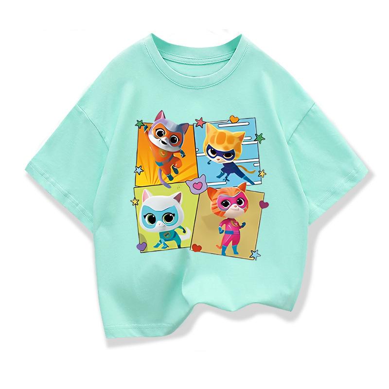 Children's Casual Loose Short-sleeved Top Fashion Crew Neck Print T-Shirts Girls