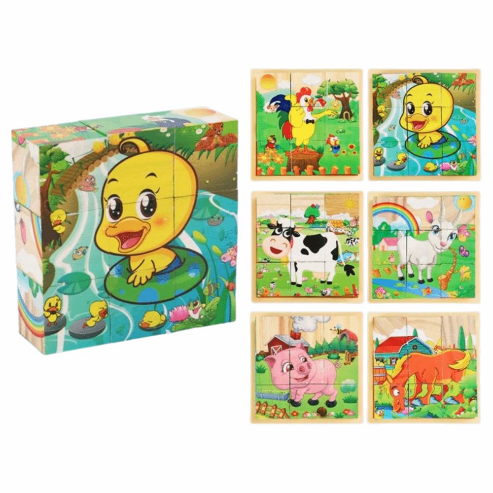 Educational Jigsaw 3D Cube Puzzle Dinosaur Montessori Wooden Puzzle Bricked Up STEM Learning Magnetic Puzzle Table Game