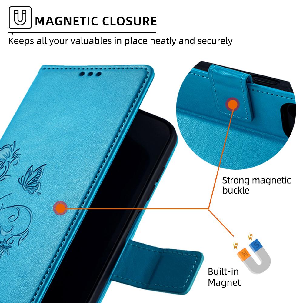 For OnePlus 11 5G Case Butterfly Flower Imprinted PU Leather Flip Phone Cover with 3 Card Slot