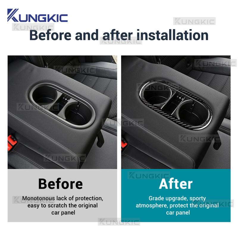 For Seat Ateca 5F 2016 2017-2025 For Cupra Ateca 5F 2018-2025 Real Soft Carbon Fiber Car Rear Drain Cup Holder Trim Sticker