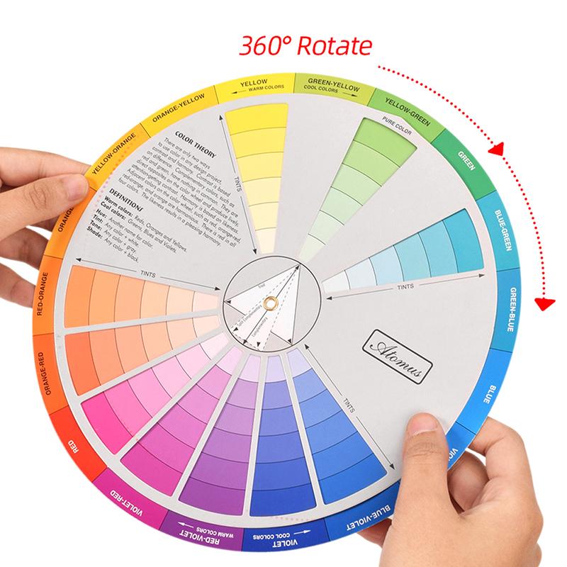 Колесо для смешивания цветов на бумажной карте Круглый центральный круг вращается Татуировка Ноготь
