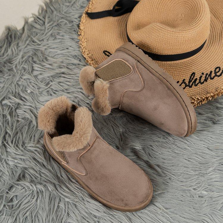 Женские зимние сапоги Теплые плюшевые Слипоны Однотонные Большого размера Женские ботильоны Зимние удобные Женские хлопковые туфли НОВИНКА