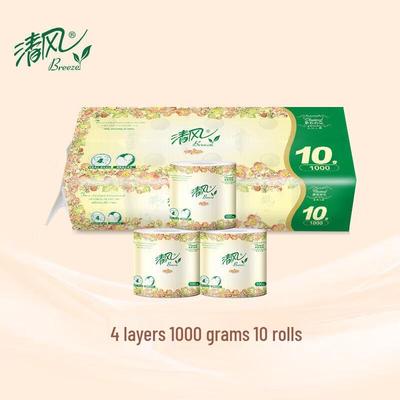 Золотые 4-слойные рулоны туалетной бумаги Qingfeng