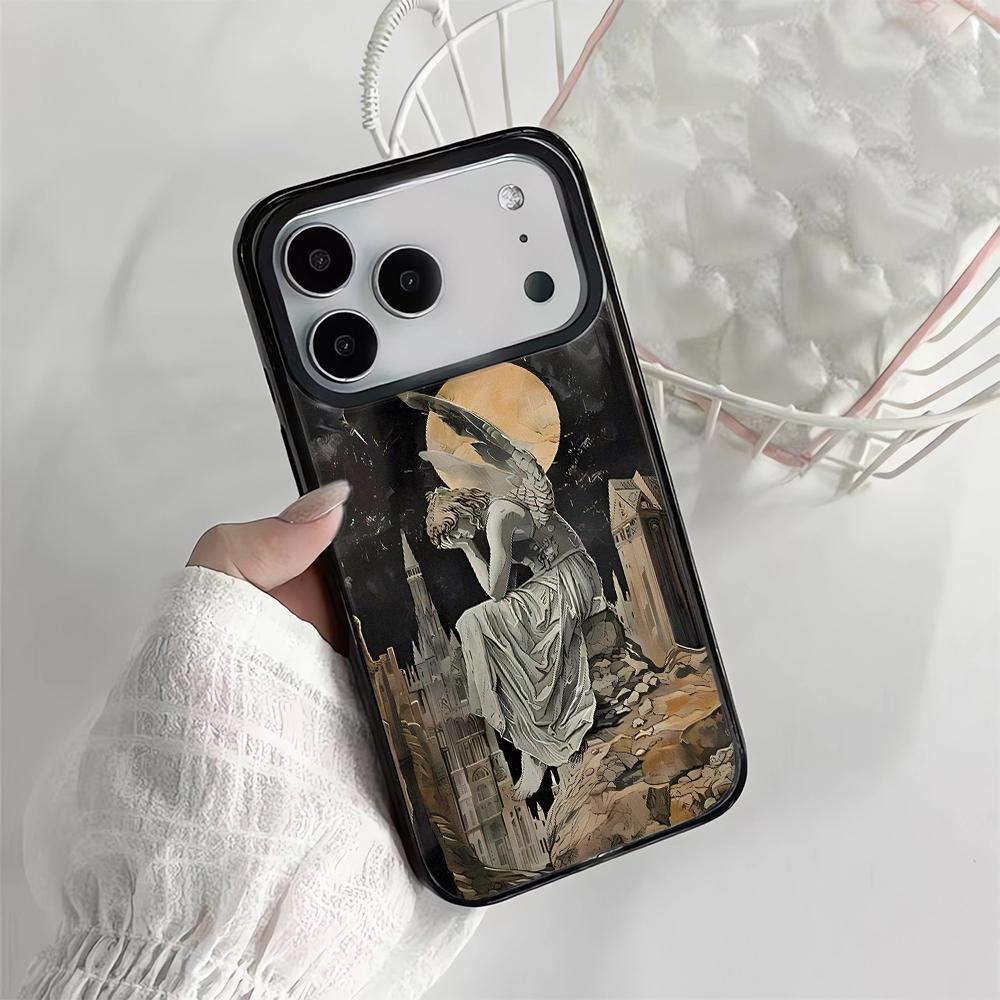 Melancholic Angel Phone Case for iPhone 13 14 16 15 12 11 Pro Max 17 Air 14 Plus Shockproof Matte Hard Bumper Cover