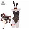 Hutao Bunny Girl Costume Genshin Impact Hutao Bunny Suit Sexy Women Jumpsuit Original Cosplay Costume Full Set