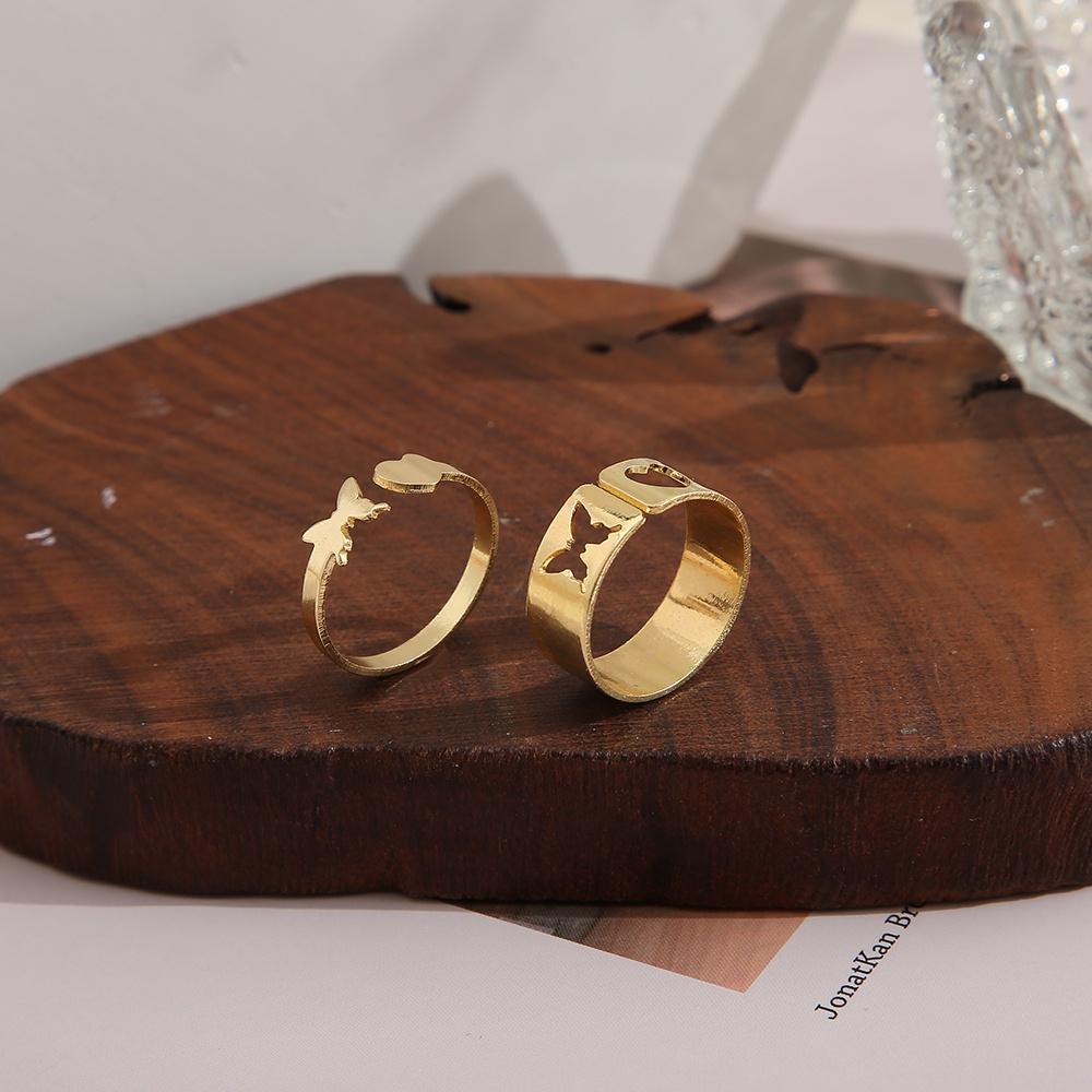 iF ME Модный комплект колец с бабочкой и сердцем, элегантные золотые, серебряные кольца для пар, аксессуары, ювелирные изделия