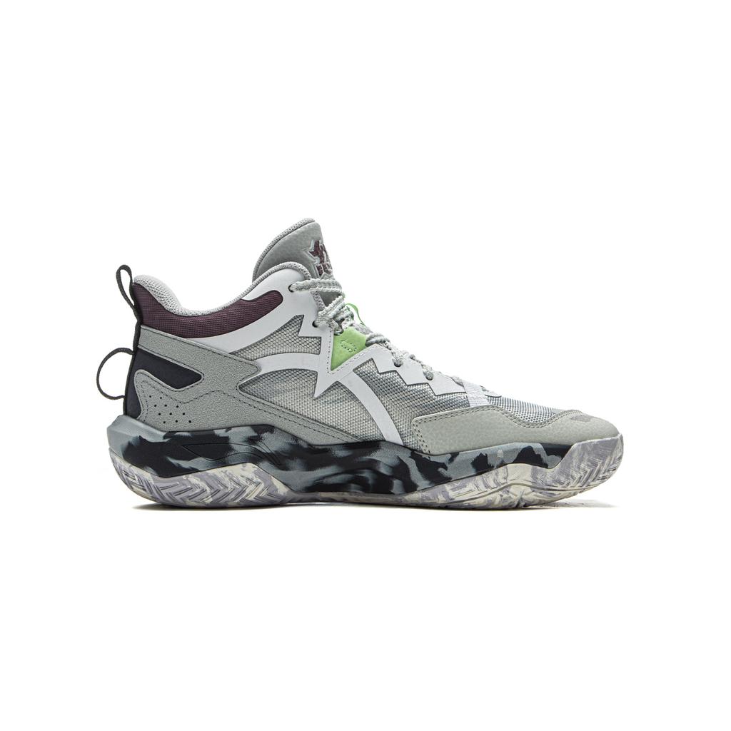 Li Ning Детские баскетбольные кроссовки из синтетической кожи, модные, спортивные, простые, нескользящие, износостойкие, с амортизацией, средней высоты, детские баскетбольные кроссовки YKBV012-9