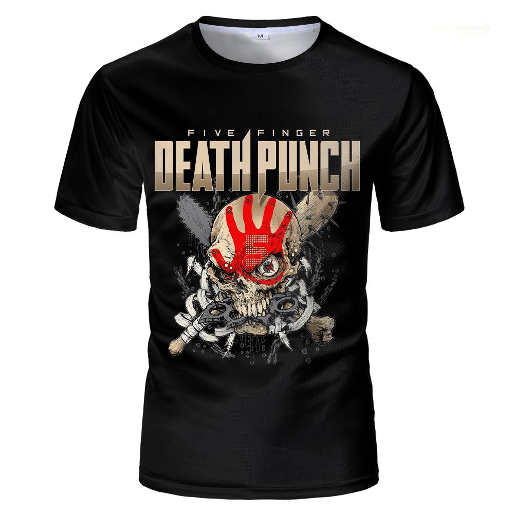 5FDP Five Finger Death Punch Футболка с черепом 3D-принт Повседневная футболка с коротким рукавом и матросским воротником Большой размер Для мужчин Женщин Топы