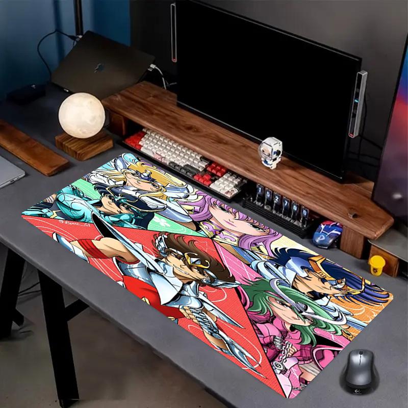 Saint Seiya Print Mouse Pad, Anti‑Slip Desktop keyboard Mat, for PC Laptop Gaming Working Daily Use, Cool Festival Surprise Gift