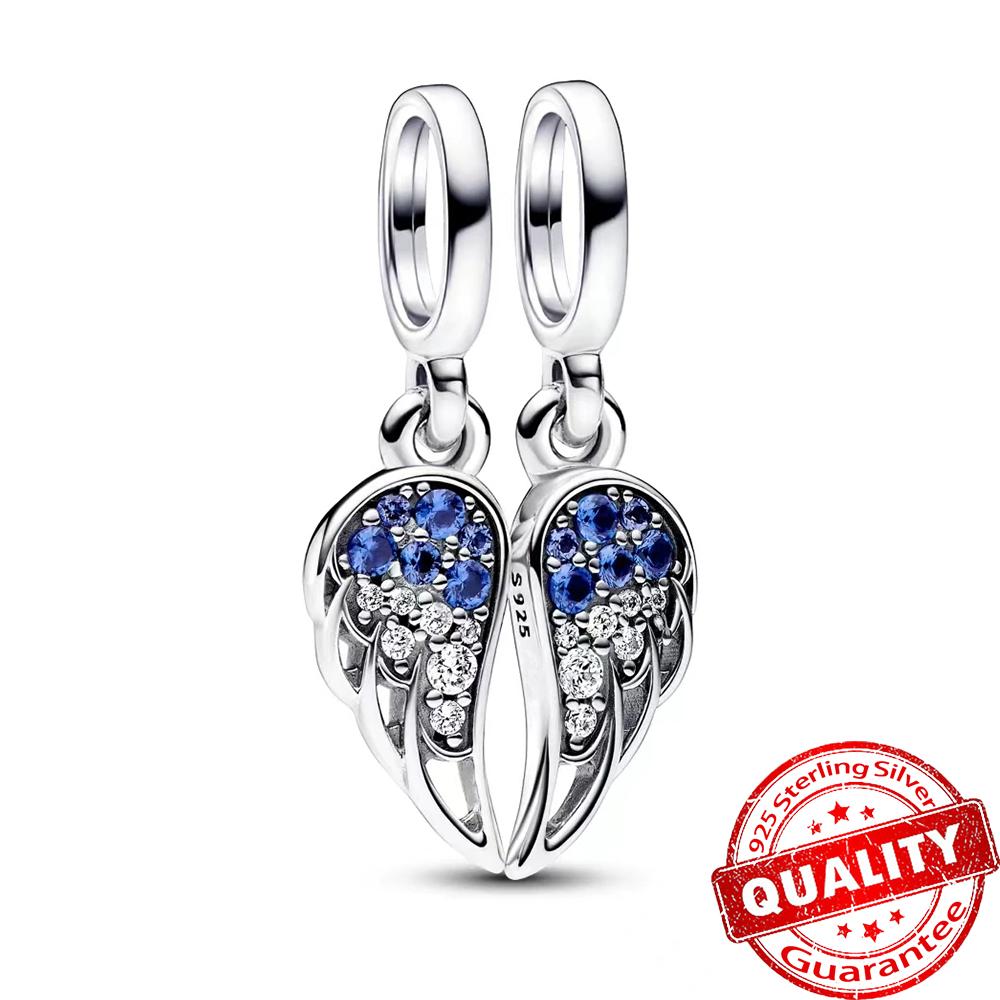 Настоящее S925 стерлингового серебра Бесконечность Двойное Сердце Любовь Разделение Шарм Fit Браслет Для Женщин Оригинальное Ожерелье Подвеска Ювелирные Изделия