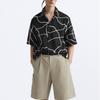 Zara Свободный крой с принтом, удобная простая рубашка с коротким рукавом, мужские рубашки, многоцветные 7380571-021