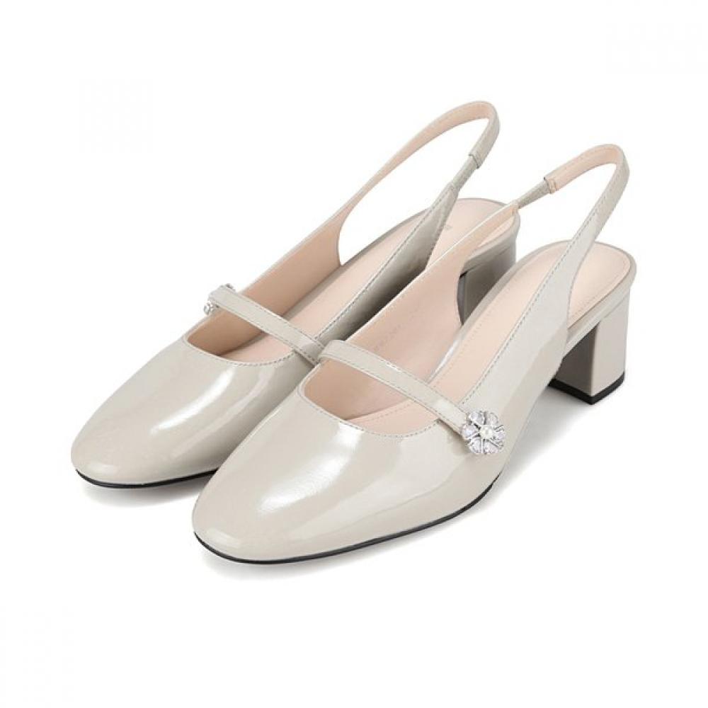Barbara Cowhide Patent Jewel Point Feminine Slingback 5cm Bbj201gy