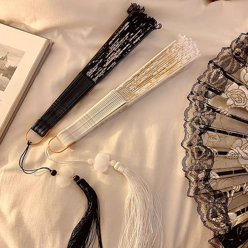 Кружевные декоративные веера Складной ручной веер Черный Белый Веера для танцев Свадебная вечеринка Сценическое представление Веер Подарки для гостей