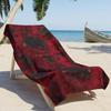 Gothic Rose Beach Towel, Dark Floral Goth Design, Soft Pool Blanket for Beach & Vacation