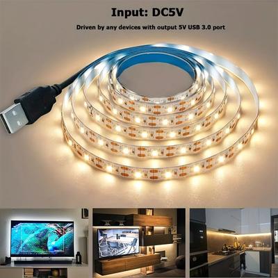 5M/16.4Ft DC5V USB светодиодные ленты SMD2835 Белый теплый белый лампа для ТВ фона домашнего декора освещения не водонепроницаемый