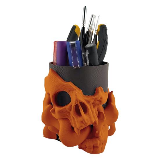 Подставка для ручек в виде черепа, держатель для кистей для макияжа, держатель для хранения в ванной, органайзер для стола в виде скелета для ключей, косметических инструментов, украшения на Хэллоуин