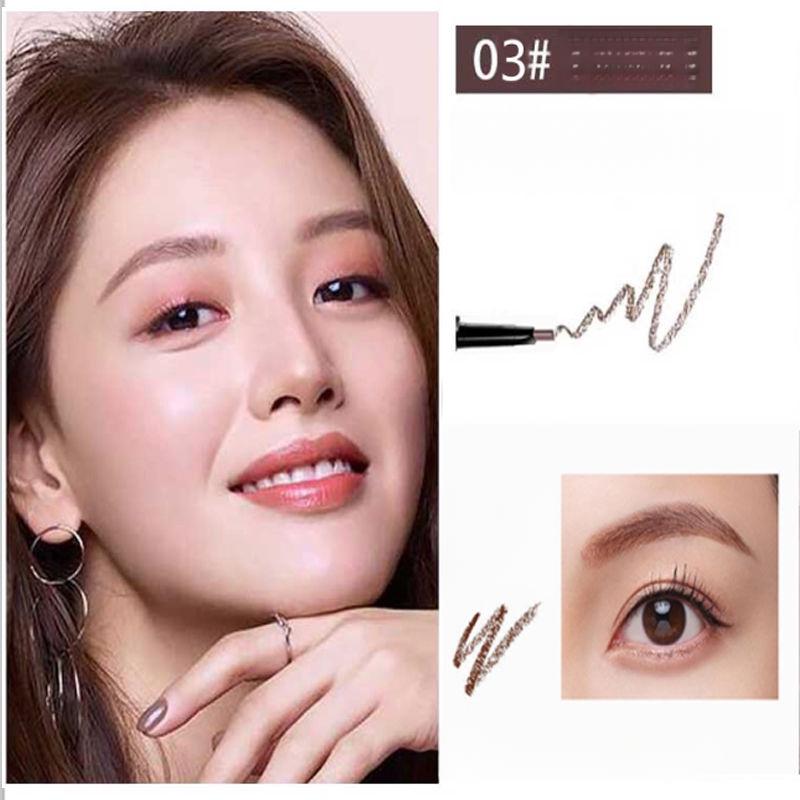 Треугольный карандаш для бровей с двойной головкой, автоматическое вращение, натуральный трехмерный водонепроницаемый и устойчивый к поту стойкий макияж, студенческий женский макияж
