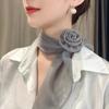 Rose Flower Silk Scarf Versatile Soft Neckerchief For Women Girls Temperament Long Ribbon Tie Scarf Office Clothes Gifts