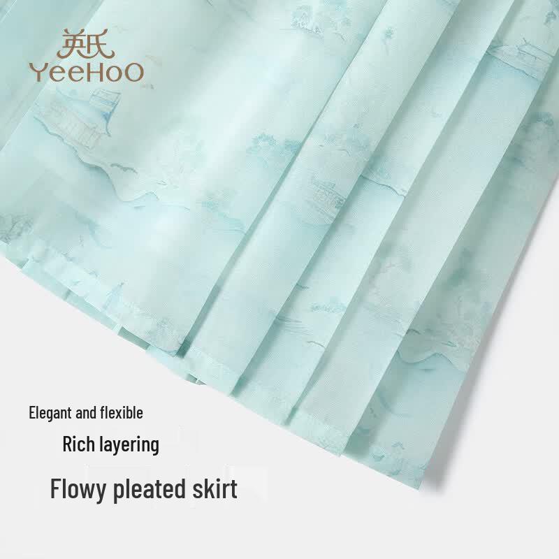 YeeHoo Girls' Traditional Chinese Style Pleated Hanfu Skirt