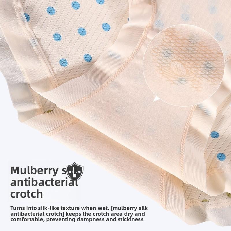 Женские весенне-осенние трусы большого размера в горошек из хлопка с высокой талией и драпировкой на бедрах