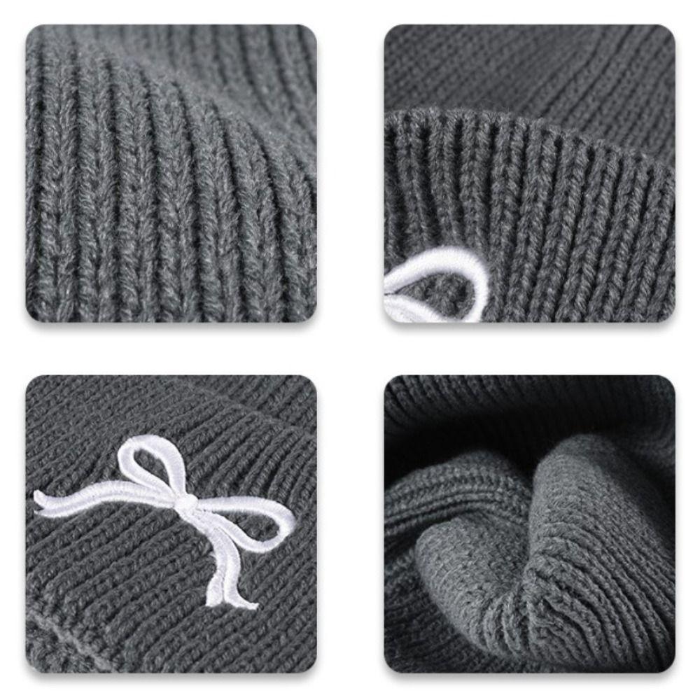 Высококачественные шапки-бини в стиле Y2K, новый дизайн, вышивка бантом, вязаная шапка для девочек, вязаная шапка с бантом для женщин