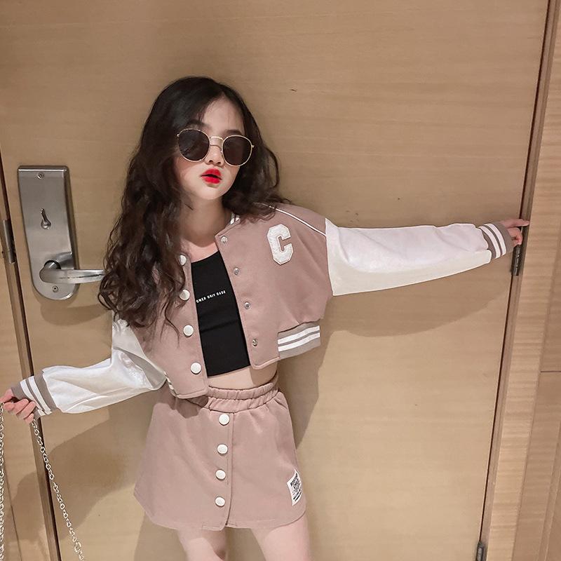 Kids Costume Girls Clothing Set Spring Jackets Skirt School Tracksuit Casual Children's Baseball Outfits