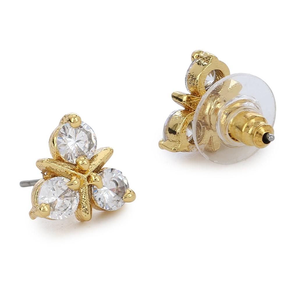 Позолоченные серьги-гвоздики с камнями AD