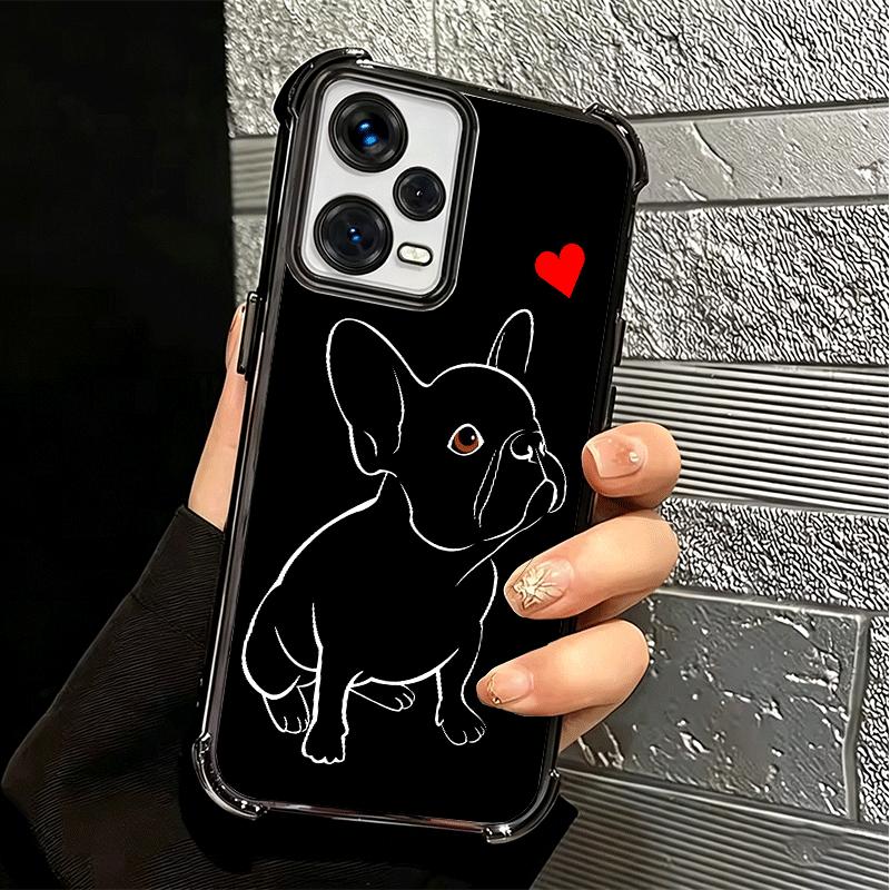 French Bulldog Black Desgin Plating Phone Case For Xiaomi Redmi Note 14 15 Pro Plus 13 12 11 11S 11T 10 9S 9 5G Anti-Fall Airaba