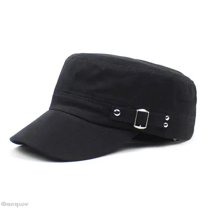 Унисекс washed cotton army cap – Регулируемая кепка-восьмиклинка с плоским козырьком для мужчин и женщин на лето и осень
