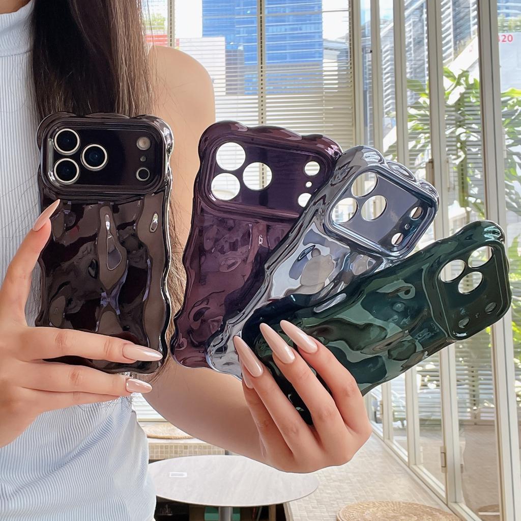 Стильный однотонный стереоскопический чехол-бампер с волнистой текстурой и пузырьками для iPhone 17 16 15 14 13 12 11 Pro Max Plus 17 Air