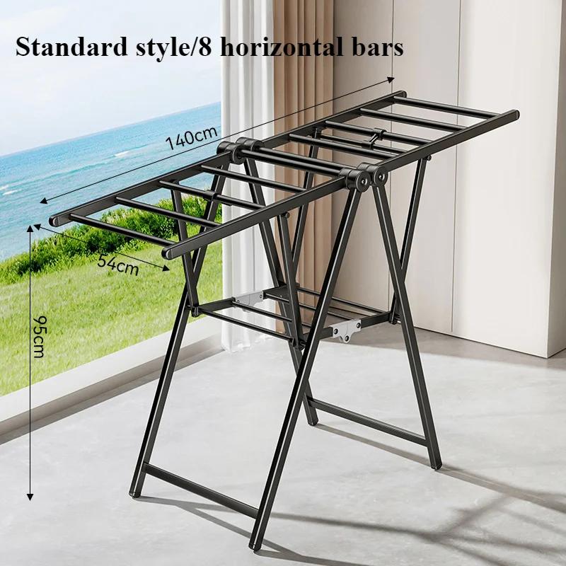 Folding Clothes Rack Indoor and Outdoor Balcony Bedding Drying Artifact Carbon Steel Bedroom Drying Rack Household Drying Pole