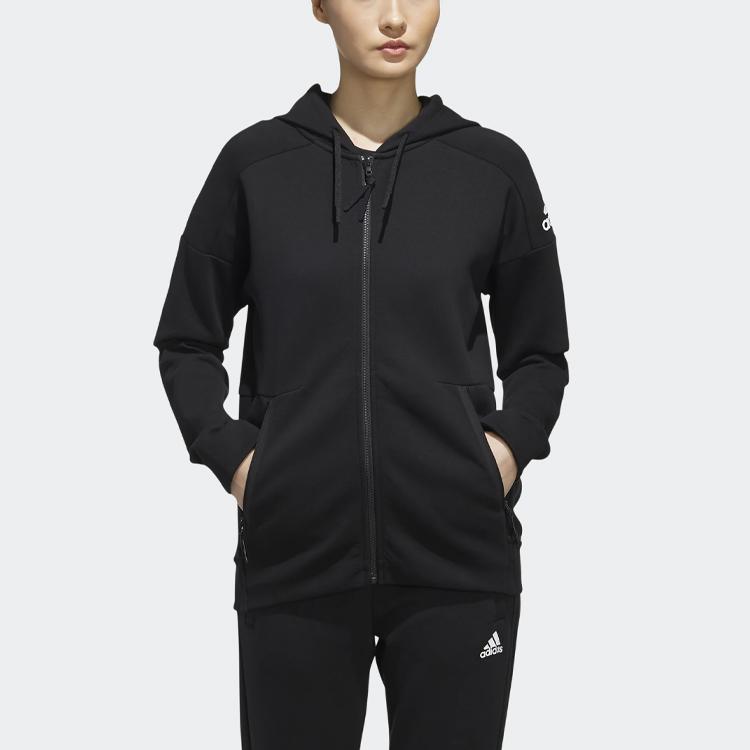 adidas Htt Stretch однотонная повседневная спортивная толстовка с капюшоном женская куртка черного цвета EH3881