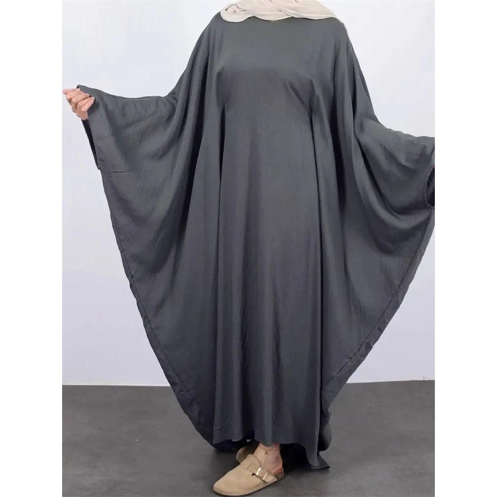 Ramadan Eid Soft Crepe Khimar Batwing Abaya Dubai Islam Muslim Modest African Dresses for Women Kaftan Kebaya Robe Femme Musulma