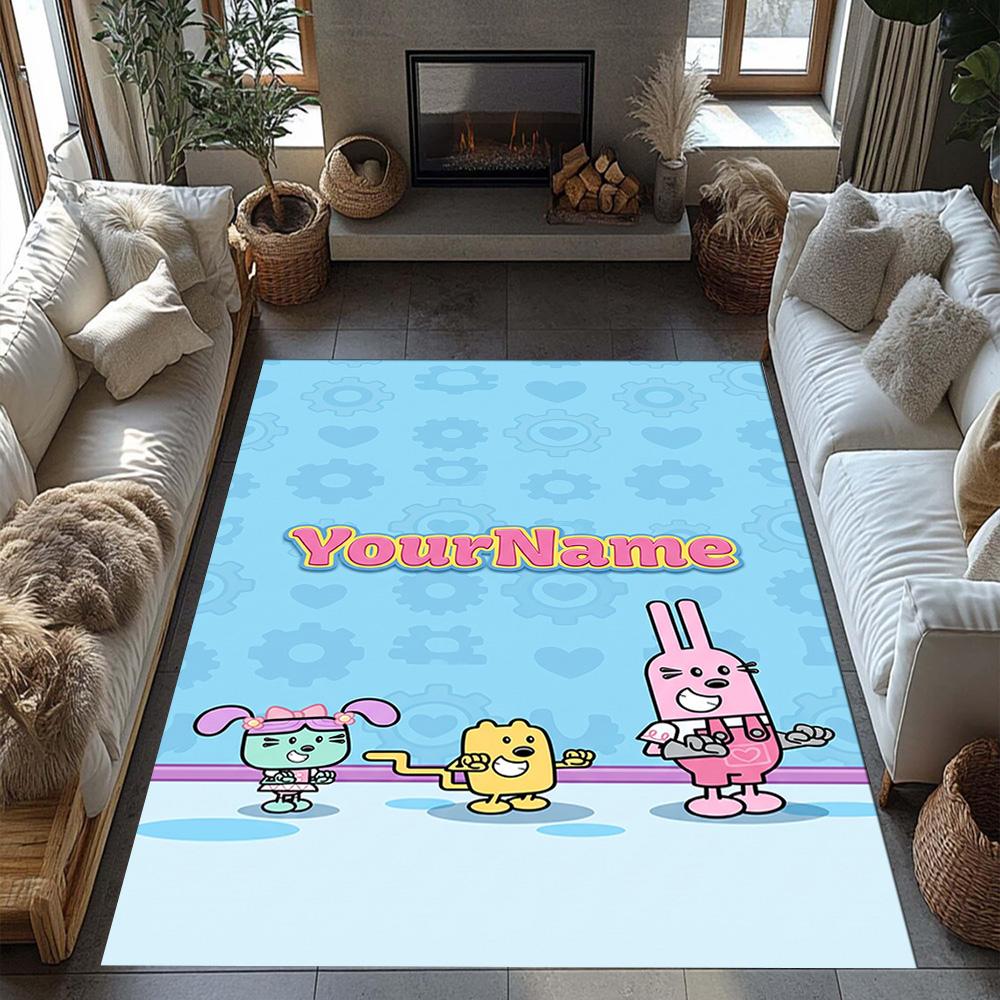 Wow! Wow! Wubbzy Personalized Text Floor Mat Suitable for Foyer Living Rooms Outdoor Study room Anti-slip Rug Office home decor Birthday/Christmas Gif
