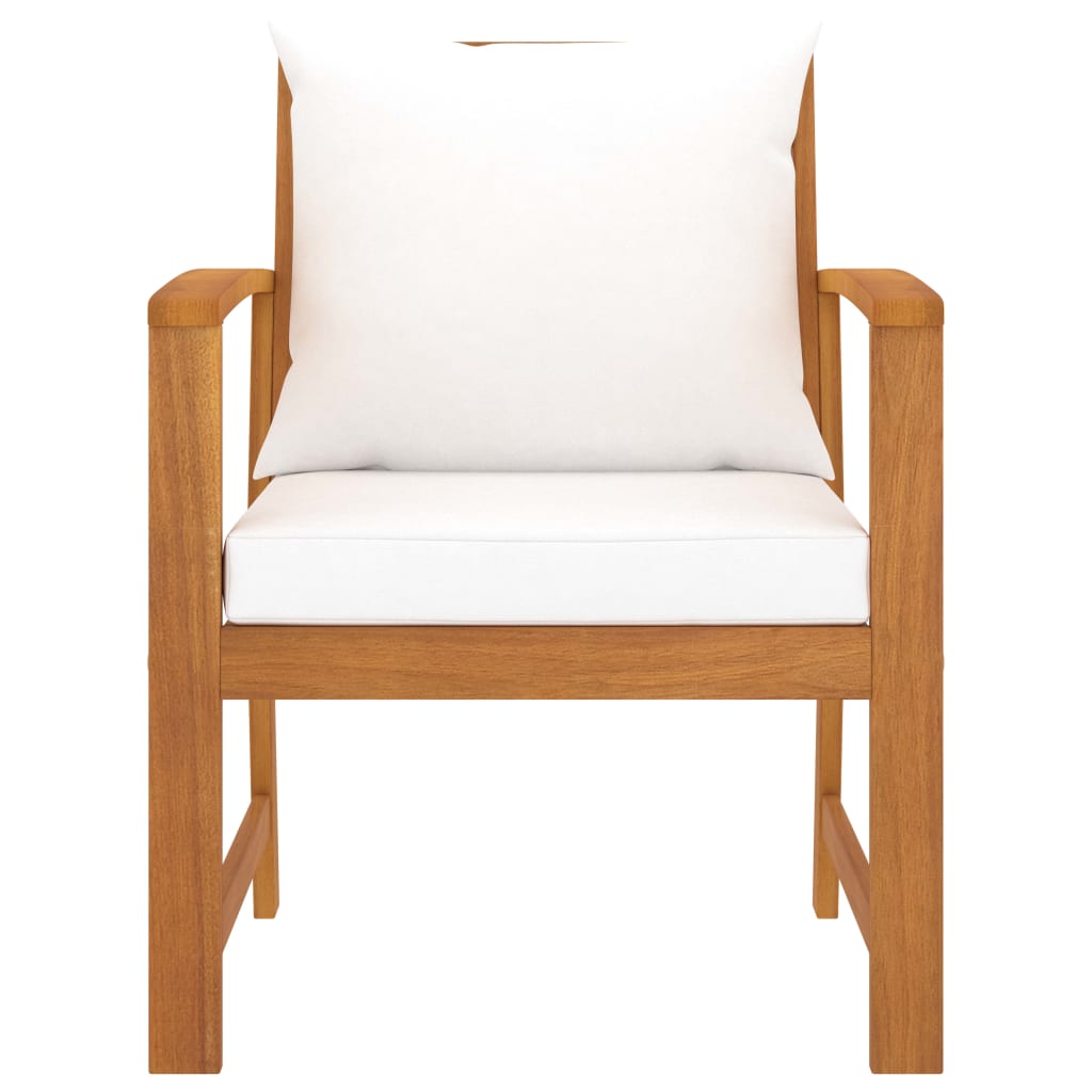 Garden Chairs 2 pcs with Cream Colored Cushions Solid Acacia Wood