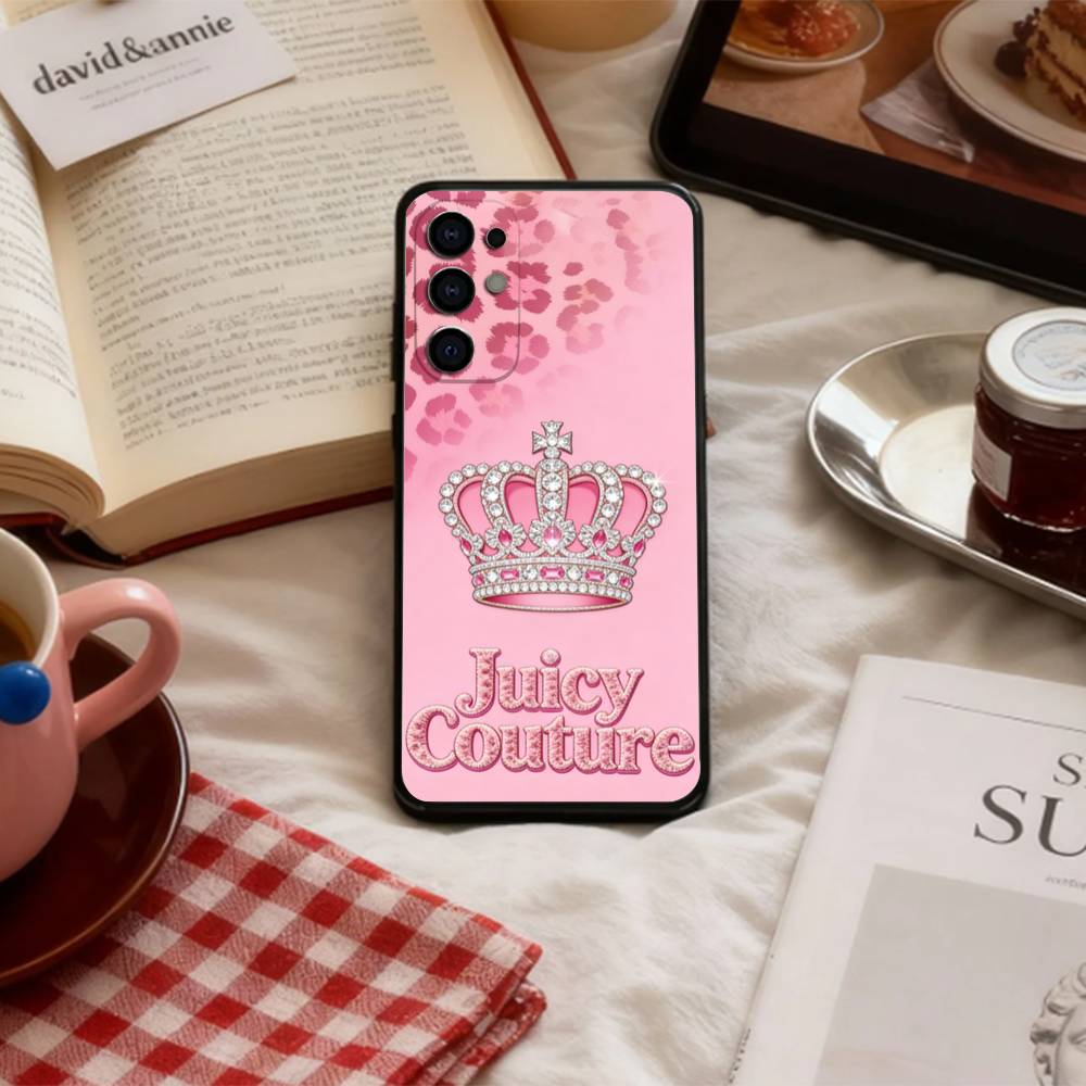Y-Y2K Винтажный J-Juicy C-Couture Чехол для телефона для Samsung S 25,24,23,22,30,21,10,9,Ultra,Plus,Lite,FE,4,5 G Мягкий черный чехол
