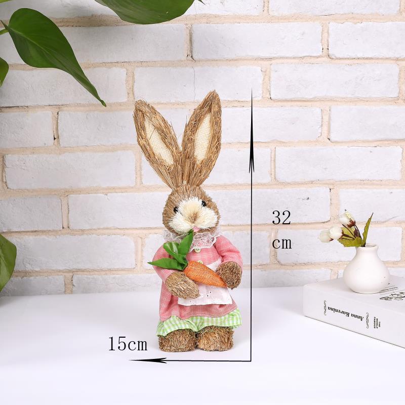 32cm Easter Rabbit Props Home Living Room Decoration Ornaments Simulation Rabbit Easter Grass Fur Rabbit
