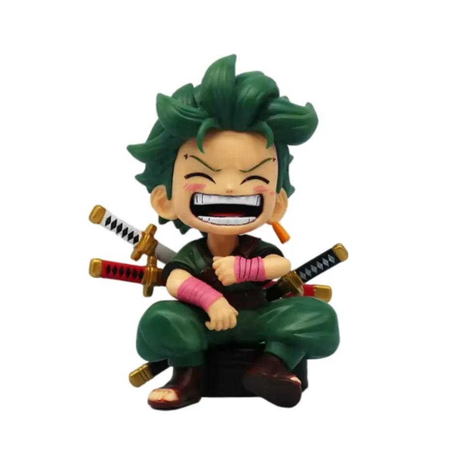 13.5 Cm Peripheral Series One Piece Luffy Solon Sanji Q-Version Sitting Posture Childrens Model Figurine Toy Gift Collectibles