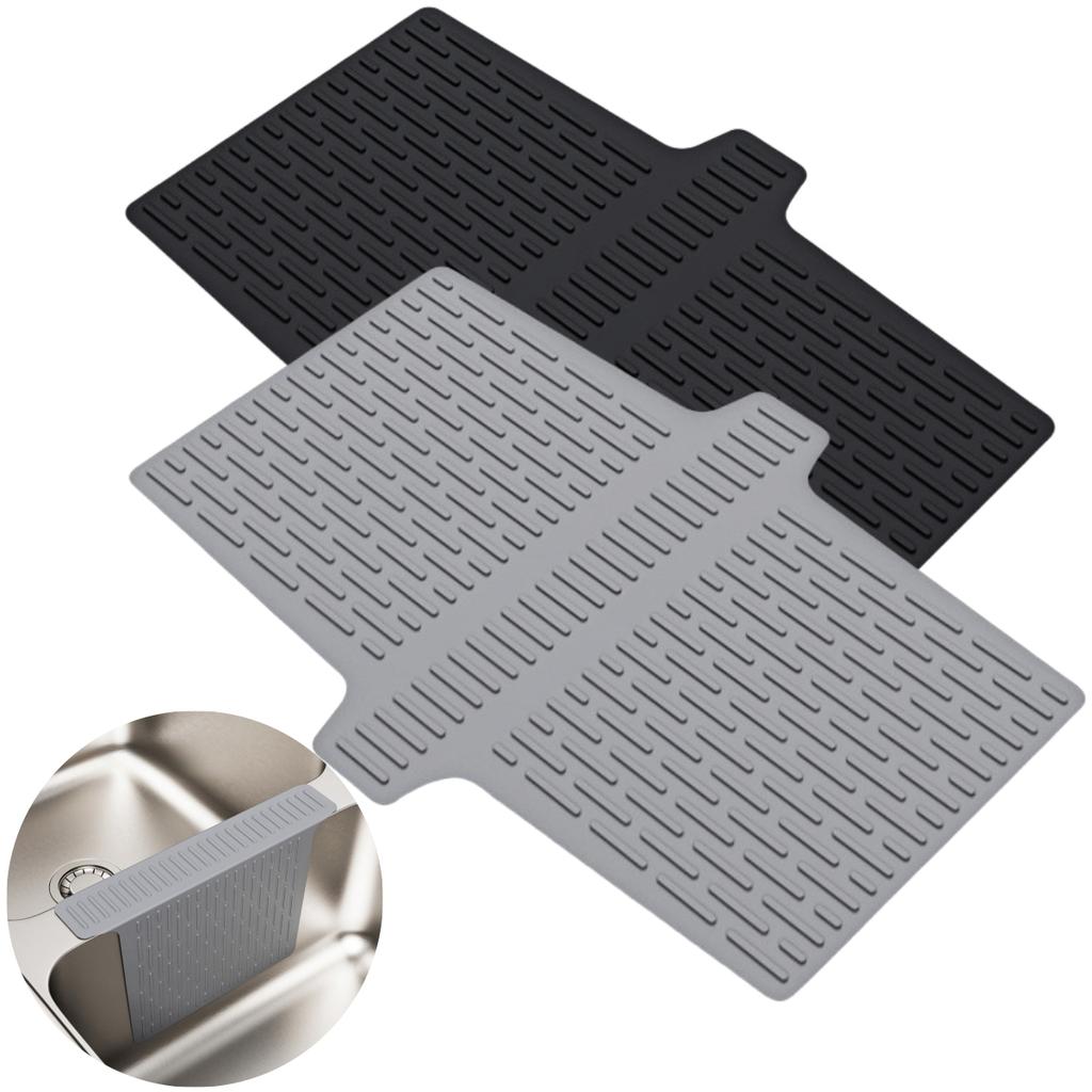 Dishwasher Safe Black Silicone Sink Mat Double Sink Cover Easy To Clean Fresh Kitchen Atmosphere Dishwashing Area