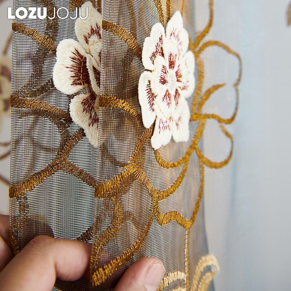 1 шт. LOZUJOJU роскошная китайская ретро-пионовая вышитая градиентная цветная прозрачная занавеска для гостиной, спальни, домашнего декора