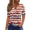 Women's T Shirt Independence Day Print Button Short Sleeve Daily Weekend Fashion Basic V- Neck Regular Top