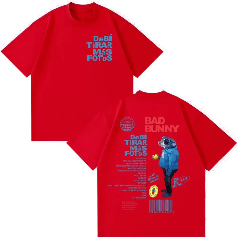 Unisex Hip Hop Loose Cotton Tshirt with Debi Tirar Mas Fotos DTMF Print Rapper Bad Bunny Tour Album Unisex And Unisex Tshirt