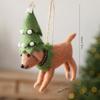 Handmade Wool Felt Dog Wool Felt Puppy Christmas Tree Ornament  Holiday Tree Ornament