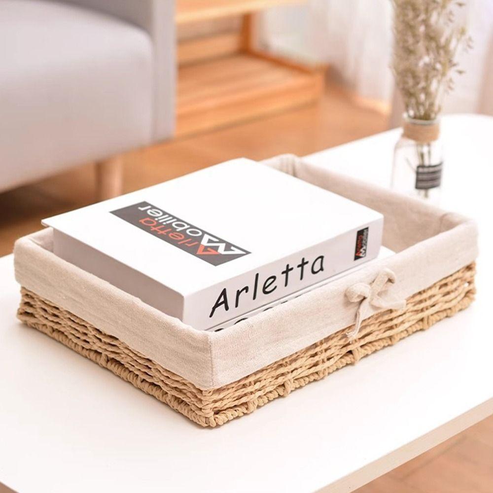 French Style Cosmetics Storage Box Rectangular Weaving  Storage Tray Fruit Dish Basket  Bedroom